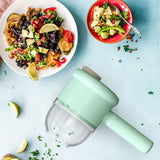 2 in 1 Handheld Electric Garlic Grinder Vegetable Cutter Portable Food Processor for Garlic Pepper Chili Onion Celery Ginger Meat