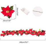Christmas Poinsettia Garland String Lights 10 LED Artificial Flower Christmas String Lights Christmas Tree Ornaments Indoor Outdoor Party Decor - Front View
