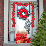 Christmas Poinsettia Garland String Lights 10 LED Artificial Flower Christmas String Lights Christmas Tree Ornaments Indoor Outdoor Party Decor - 45-Degree Angle