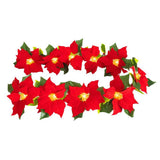 Christmas Poinsettia Garland String Lights 10 LED Artificial Flower Christmas String Lights Christmas Tree Ornaments Indoor Outdoor Party Decor