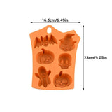 2Pcs Halloween Silicone Baking Molds with Pumpkin Skeleton Head Bat Ghost Shape Cake Mold Cupcake Chocolate Mold Halloween DIY Baking Tools - Front View