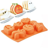 2Pcs Halloween Silicone Baking Molds with Pumpkin Skeleton Head Bat Ghost Shape Cake Mold Cupcake Chocolate Mold Halloween DIY Baking Tools - Side View
