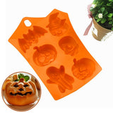 2Pcs Halloween Silicone Baking Molds with Pumpkin Skeleton Head Bat Ghost Shape Cake Mold Cupcake Chocolate Mold Halloween DIY Baking Tools - Top-Down View
