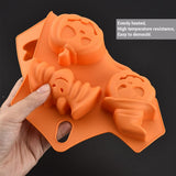 2Pcs Halloween Silicone Baking Molds with Pumpkin Skeleton Head Bat Ghost Shape Cake Mold Cupcake Chocolate Mold Halloween DIY Baking Tools - 45-Degree Angle