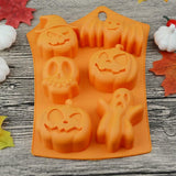 2Pcs Halloween Silicone Baking Molds with Pumpkin Skeleton Head Bat Ghost Shape Cake Mold Cupcake Chocolate Mold Halloween DIY Baking Tools