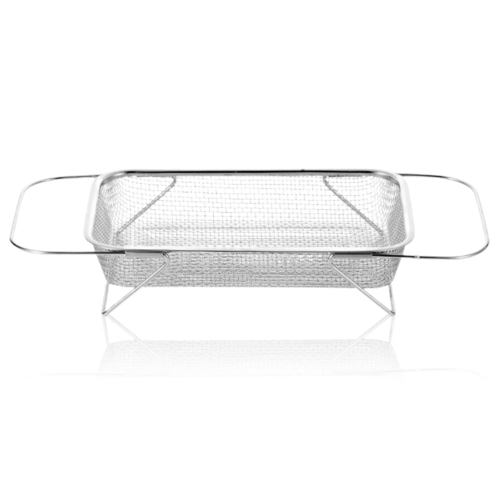 Over the Sink Colander Stainless Steel Expandable Strainer Basket Colander with Fine Mesh for Kitchen Sink Strain Drain Rinse Fruits Vegetables