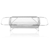 Over the Sink Colander Stainless Steel Expandable Strainer Basket Colander with Fine Mesh for Kitchen Sink Strain Drain Rinse Fruits Vegetables