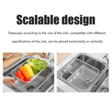 Over the Sink Colander Stainless Steel Expandable Strainer Basket Colander with Fine Mesh for Kitchen Sink Strain Drain Rinse Fruits Vegetables