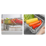 Over the Sink Colander Stainless Steel Expandable Strainer Basket Colander with Fine Mesh for Kitchen Sink Strain Drain Rinse Fruits Vegetables - Close-Up Angle