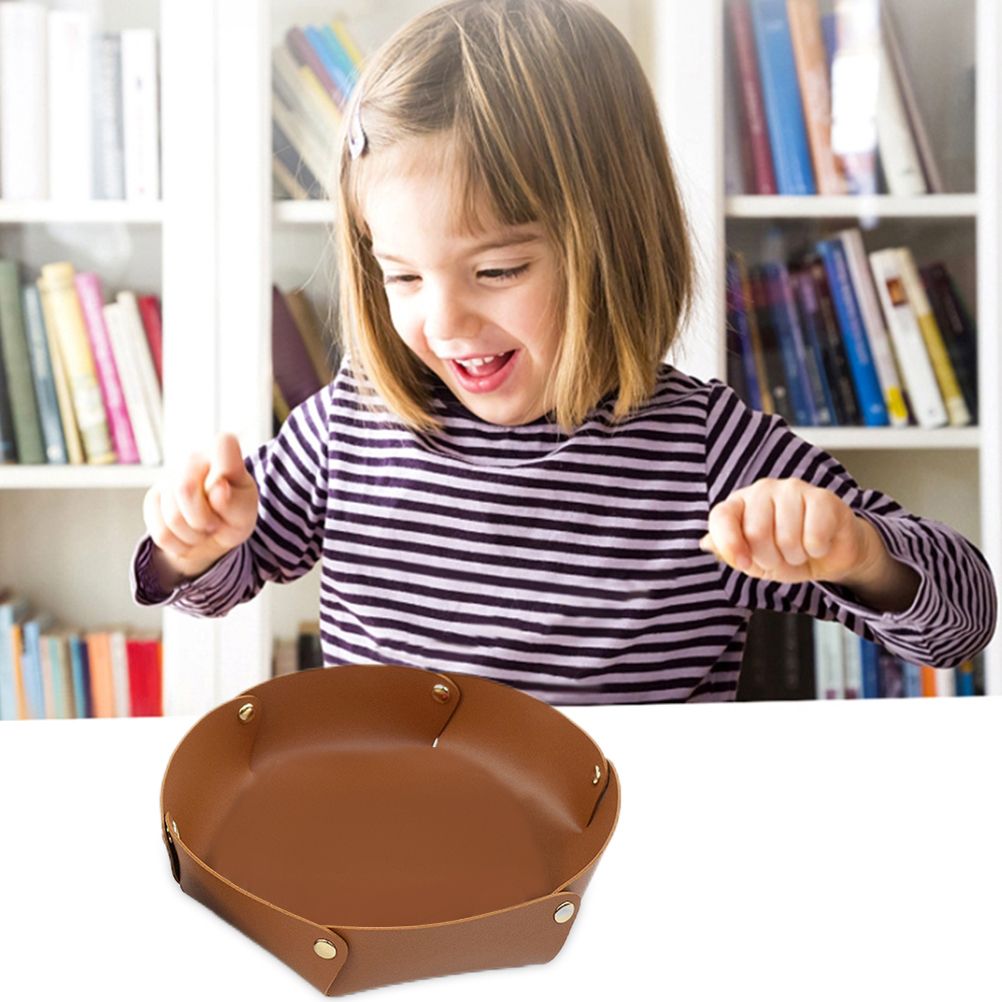 PU Leather Tray Organizer Caddy Hexagonal Storage Tray Box for Key Phone Coin Wallet Watches