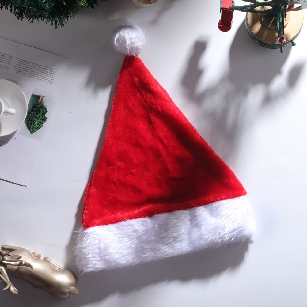 LED Christmas Hat Light Up Plush Santa Hat Christmas Costume Props Holiday Party Supplies