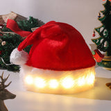 LED Christmas Hat Light Up Plush Santa Hat Christmas Costume Props Holiday Party Supplies - Low Angle