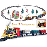 Christmas Train Set Electric Steam Locomotive Train with Lights Music Battery Operated Tracks Playset Christmas Gift for Kids Boys Girls - Front View