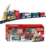 Christmas Train Set Electric Steam Locomotive Train with Lights Music Battery Operated Tracks Playset Christmas Gift for Kids Boys Girls - Top-Down View