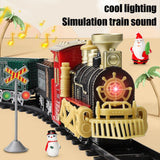 Christmas Train Set Electric Steam Locomotive Train with Lights Music Battery Operated Tracks Playset Christmas Gift for Kids Boys Girls - Rear View
