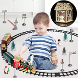 Christmas Train Set Electric Steam Locomotive Train with Lights Music Battery Operated Tracks Playset Christmas Gift for Kids Boys Girls - Low Angle
