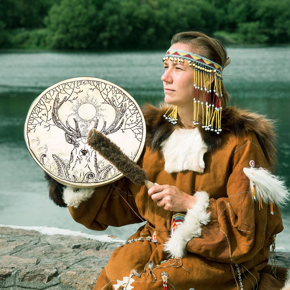 Large Shaman Drum Spirit Music Hand Drum with Drumstick Handmade Shaman Drum Home Decor