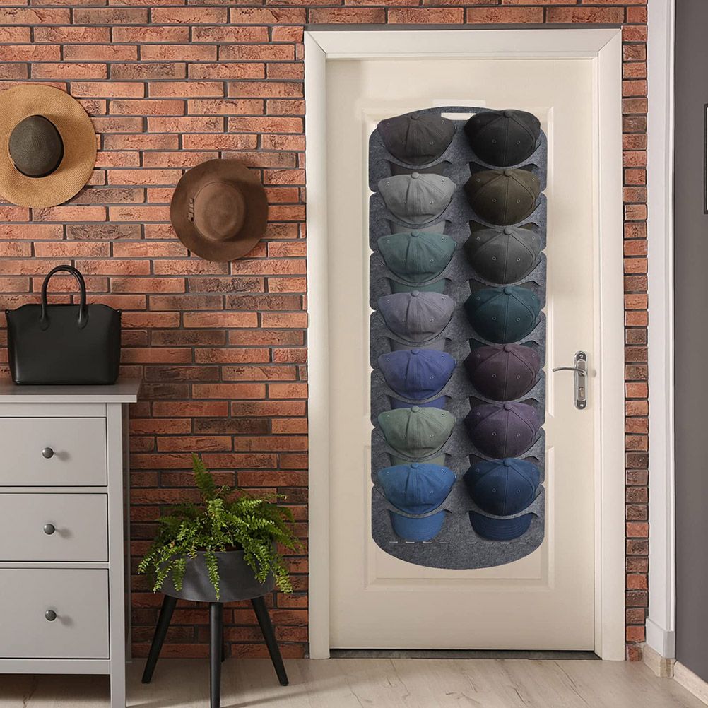 Hat Rack Felt Hat Organizer Wall Door Visible Hat Holder for Baseball Caps