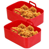 2pcs Air Fryer Silicone Pot Compatible for DZ201 Foodi 8QT Reusable Silicone Air Fryer Liner Air Fryer Accessories - Front View