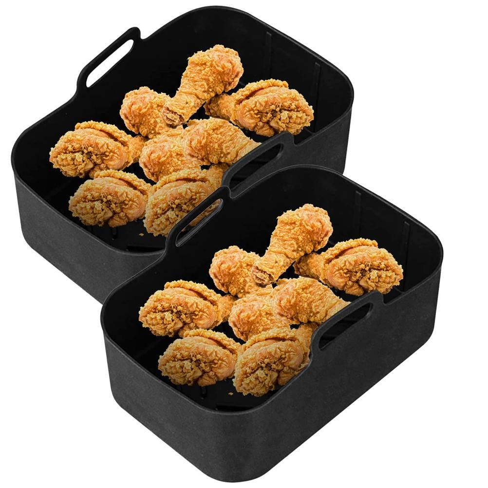 2pcs Air Fryer Silicone Pot Compatible for DZ201 Foodi 8QT Reusable Silicone Air Fryer Liner Air Fryer Accessories