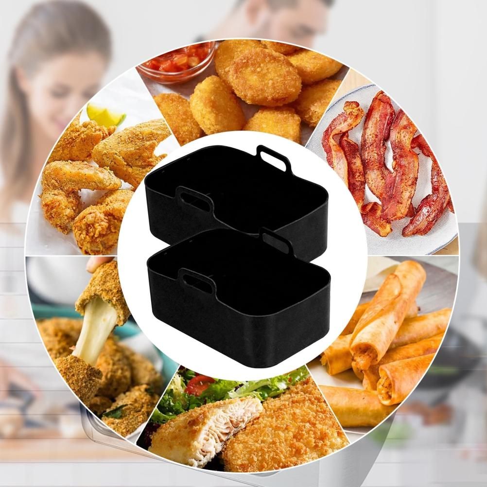 2pcs Air Fryer Silicone Pot Compatible for DZ201 Foodi 8QT Reusable Silicone Air Fryer Liner Air Fryer Accessories