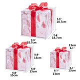 Set of 3 Christmas Lighted Gift Boxes Decorations Transparent Lighted Boxes with Red Bows Christmas Tree Skirt Ornament Xmas Tree Party Holiday Decor