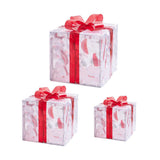 Set of 3 Christmas Lighted Gift Boxes Decorations Transparent Lighted Boxes with Red Bows Christmas Tree Skirt Ornament Xmas Tree Party Holiday Decor - Extra Image
