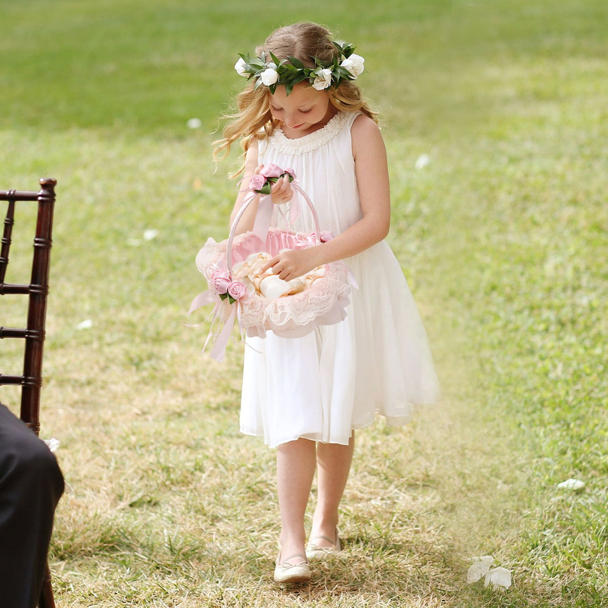 Wedding Flower Girl Basket Multipurpose Romantic for Wedding Ceremony