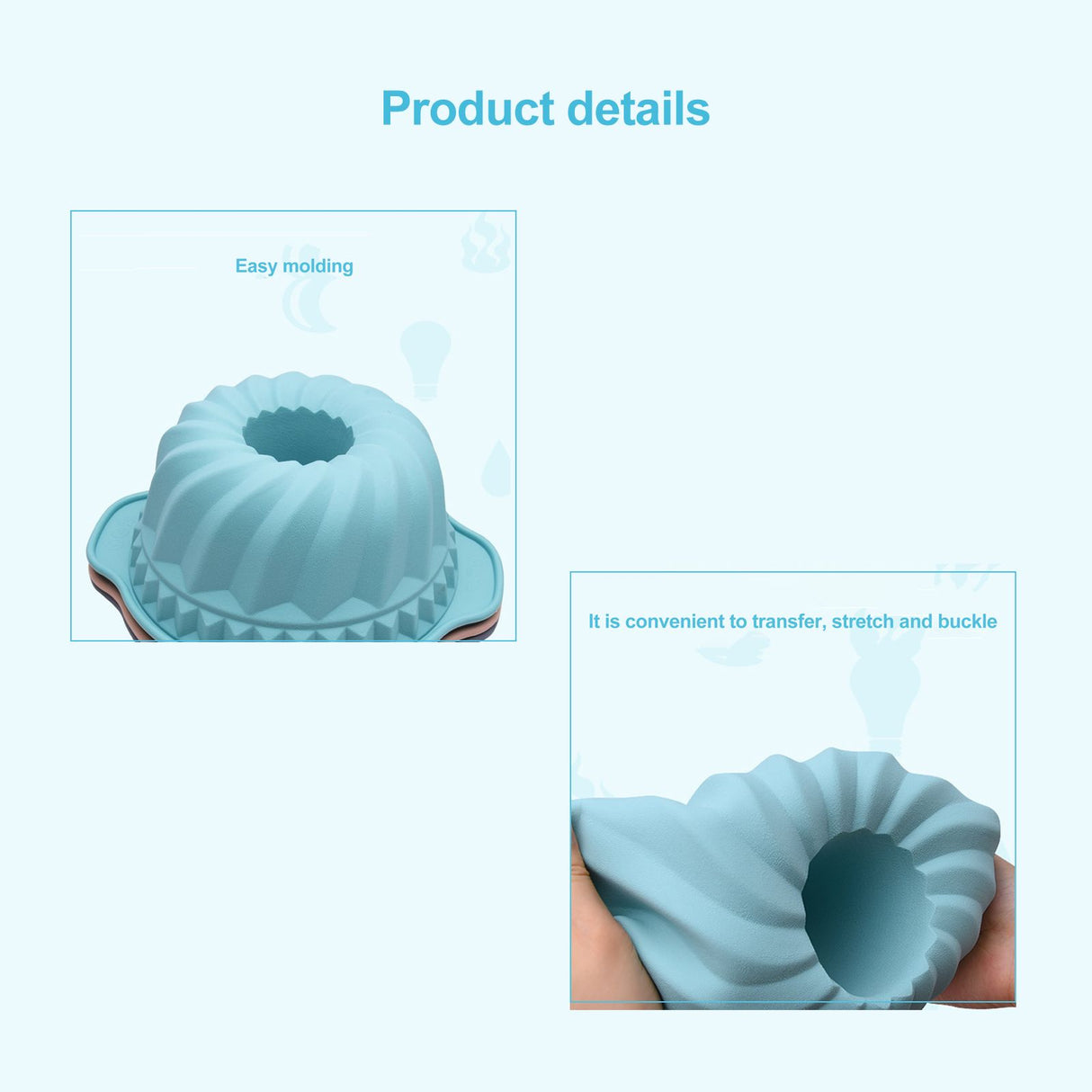 Double Ear Silicone Mousse Cake Mould High Temperature Resistant Cake Pan DIY Cake Baking Tool