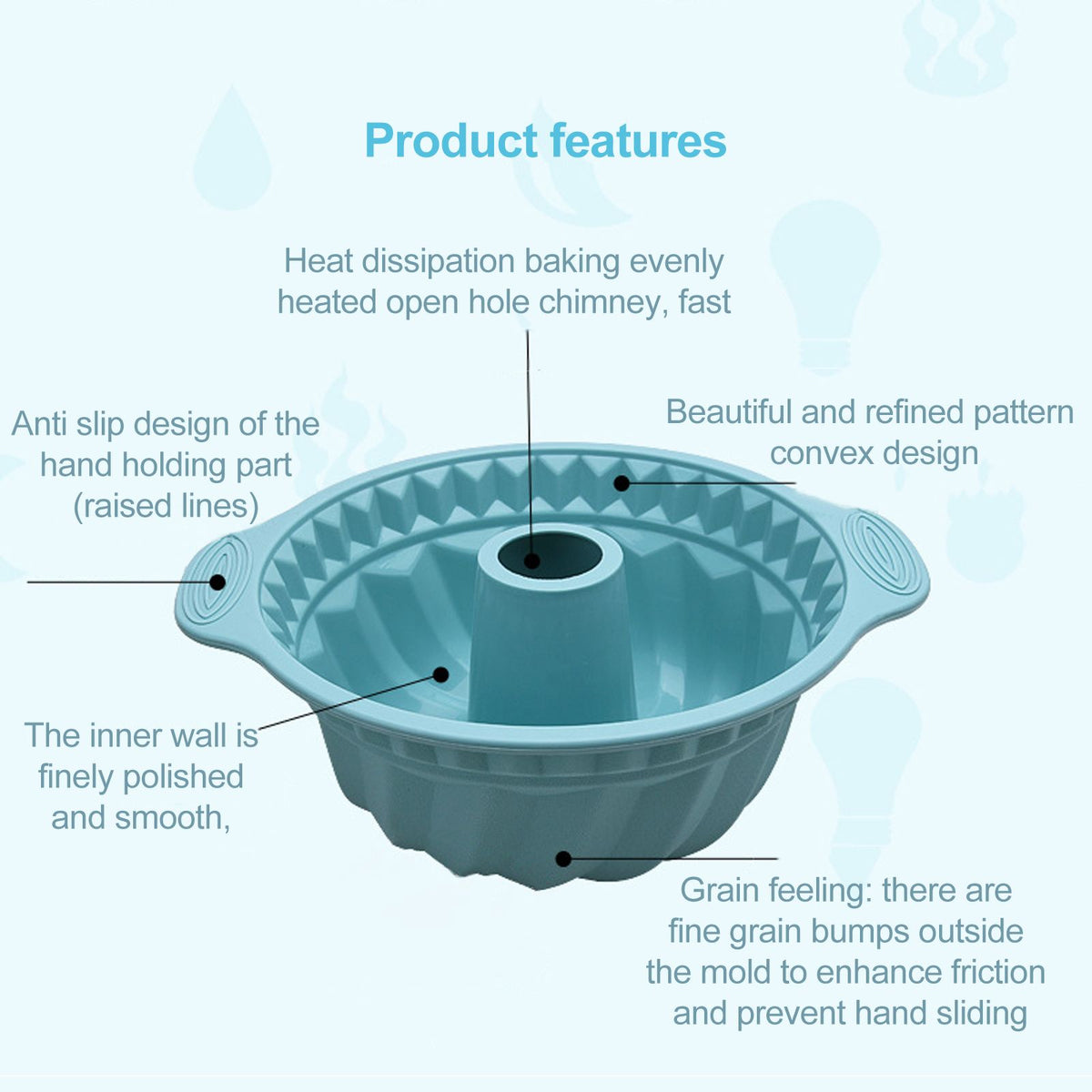 Double Ear Silicone Mousse Cake Mould High Temperature Resistant Cake Pan DIY Cake Baking Tool