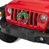 Car Christmas Wreath Decoration with Lights Suitable for Truck SUVs - Side View