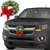 Car Christmas Wreath Decoration with Lights Suitable for Truck SUVs - 45-Degree Angle