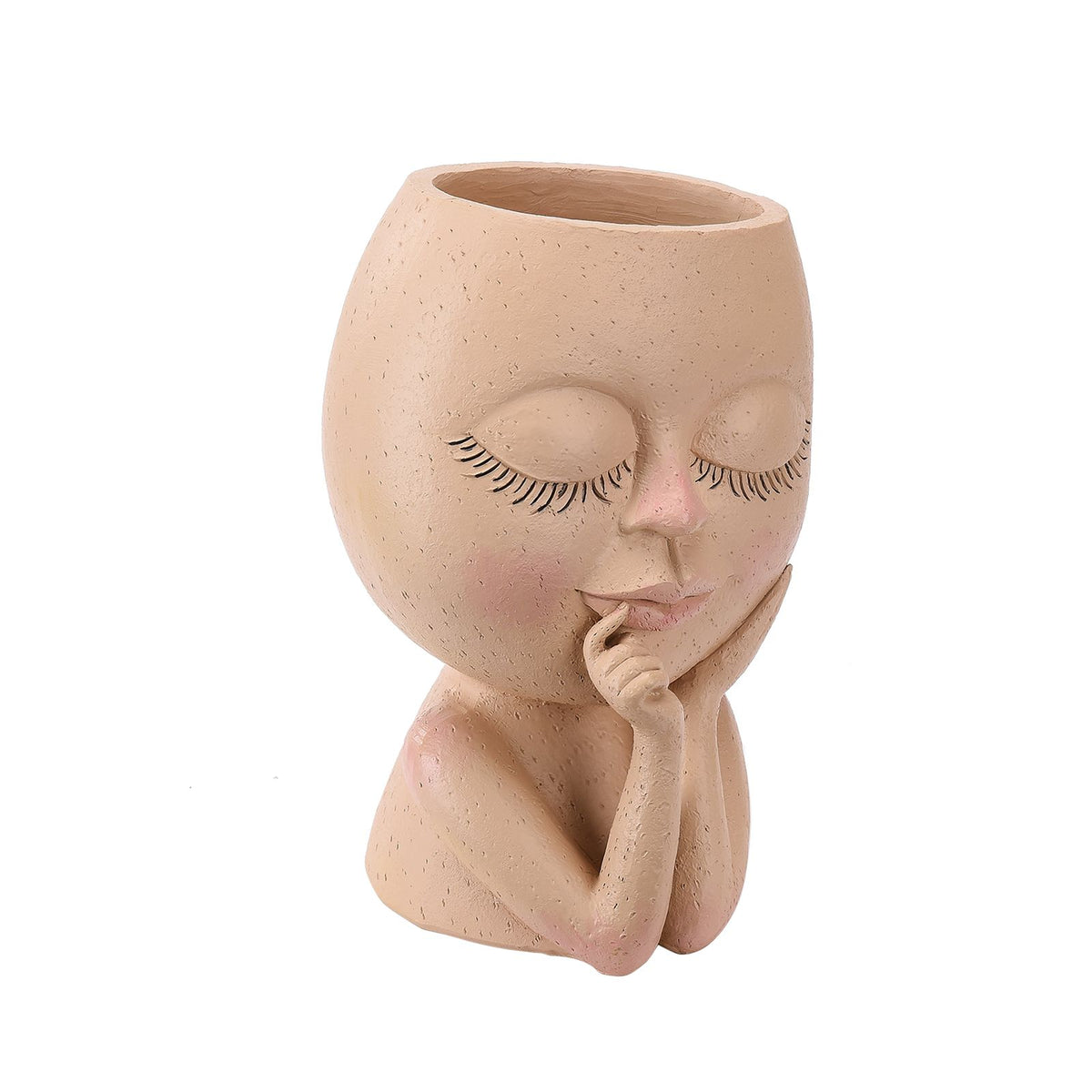 Face Planter Pots Head Planter Face Flower Pot Head Planter for Indoor Outdoor Plants with Drainage Hole Closed Eyes