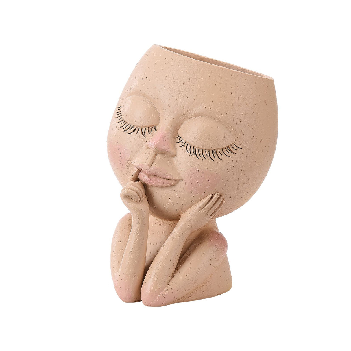 Face Planter Pots Head Planter Face Flower Pot Head Planter for Indoor Outdoor Plants with Drainage Hole Closed Eyes