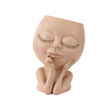 Face Planter Pots Head Planter Face Flower Pot Head Planter for Indoor Outdoor Plants with Drainage Hole Closed Eyes