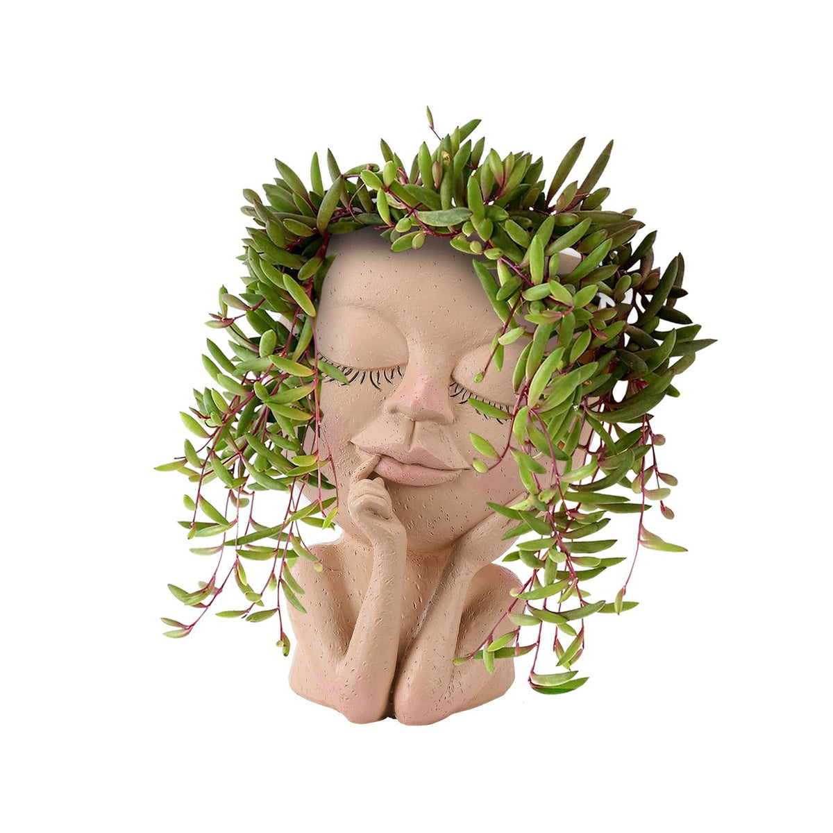 Face Planter Pots Head Planter Face Flower Pot Head Planter for Indoor Outdoor Plants with Drainage Hole Closed Eyes