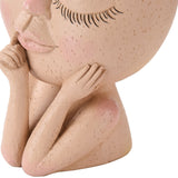 Face Planter Pots Head Planter Face Flower Pot Head Planter for Indoor Outdoor Plants with Drainage Hole Closed Eyes