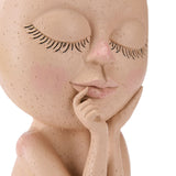 Face Planter Pots Head Planter Face Flower Pot Head Planter for Indoor Outdoor Plants with Drainage Hole Closed Eyes - Extra Image