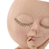 Face Planter Pots Head Planter Face Flower Pot Head Planter for Indoor Outdoor Plants with Drainage Hole Closed Eyes - Extra Image