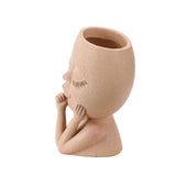Face Planter Pots Head Planter Face Flower Pot Head Planter for Indoor Outdoor Plants with Drainage Hole Closed Eyes - Extra Image
