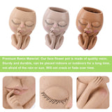 Face Planter Pots Head Planter Face Flower Pot Head Planter for Indoor Outdoor Plants with Drainage Hole Closed Eyes - Extra Image