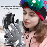 Ski Gloves Autumn and Winter Warm Cycling Gloves Girls Outdoor Windproof Waterproof Touch Screen Gloves - Front View