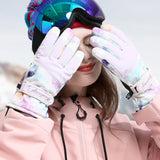 Ski Gloves Autumn and Winter Warm Cycling Gloves Girls Outdoor Windproof Waterproof Touch Screen Gloves - Extra Image