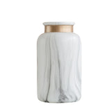 White Ceramics Vase Water Transfer Printed Marble Flower Vase for Bedroom Living Room Cafe Restaurant Office