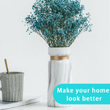 White Ceramics Vase Water Transfer Printed Marble Flower Vase for Bedroom Living Room Cafe Restaurant Office - Front View