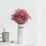 White Ceramics Vase Water Transfer Printed Marble Flower Vase for Bedroom Living Room Cafe Restaurant Office