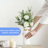 White Ceramics Vase Water Transfer Printed Marble Flower Vase for Bedroom Living Room Cafe Restaurant Office - Rear View