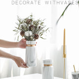 White Ceramics Vase Water Transfer Printed Marble Flower Vase for Bedroom Living Room Cafe Restaurant Office
