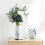 White Ceramics Vase Water Transfer Printed Marble Flower Vase for Bedroom Living Room Cafe Restaurant Office - Extra Image