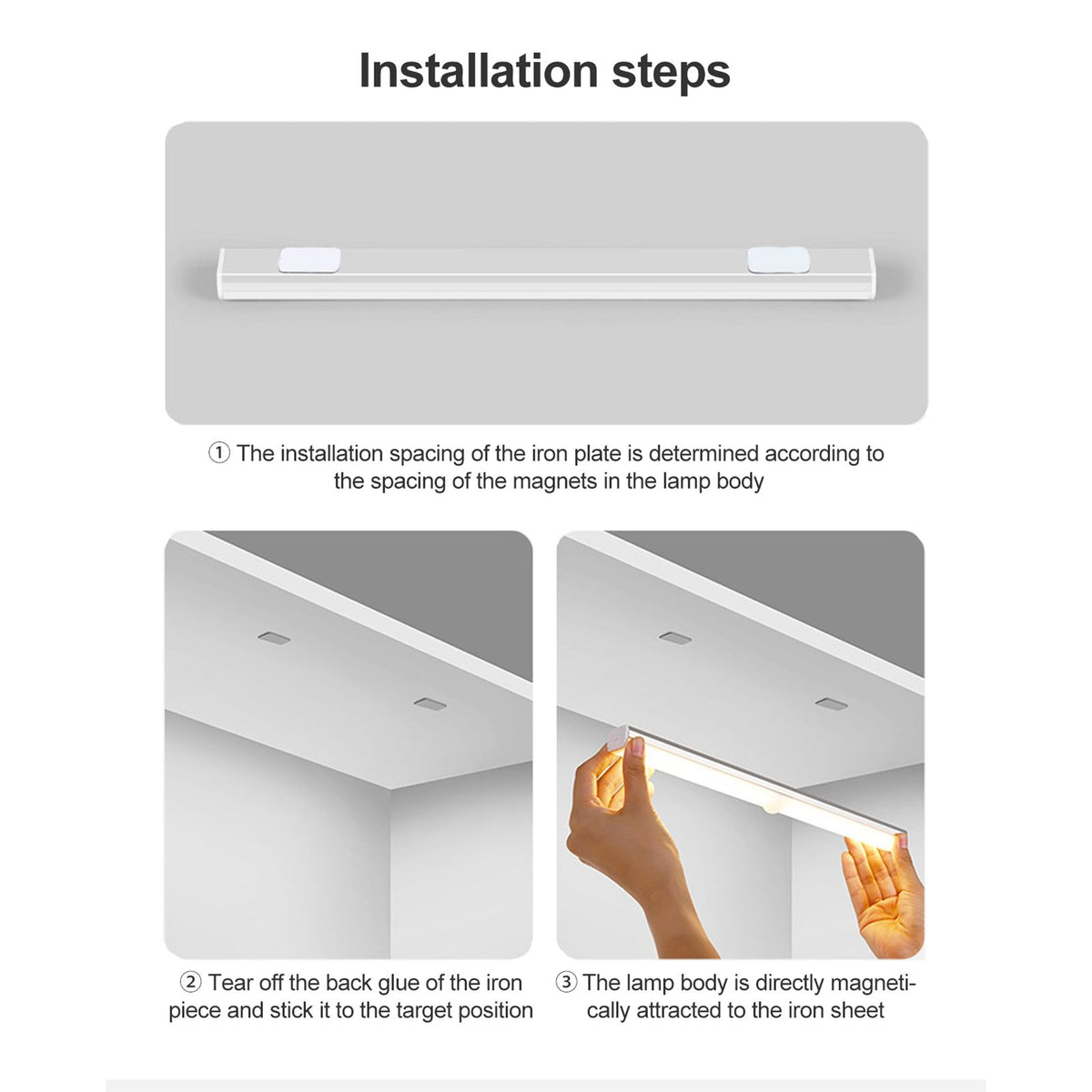 Intelligent LED Human Body Sensor Light Bar Rechargeable Wireless Night Light for Cabinet Closet